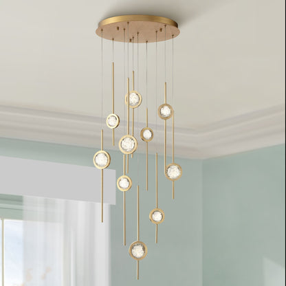 fase Barletta 24" Wide Brass Anodized Aluminum LED Chandelier