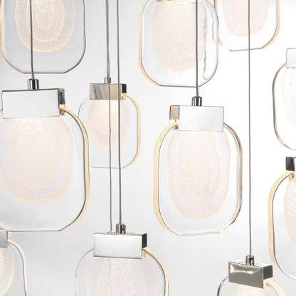 Eurofase Lighting Paget 29" Wide 3000K LED Round 19-Light Pendant with Piastra Glass Shades