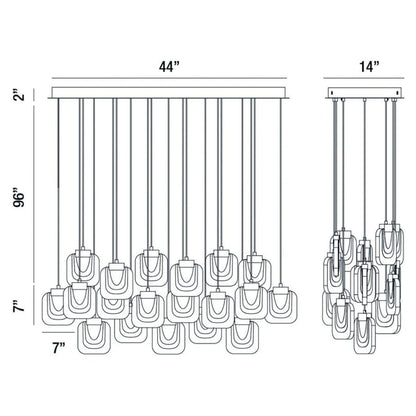 Eurofase Lighting Paget 16 Light 44" Wide LED Multi Light Pendant