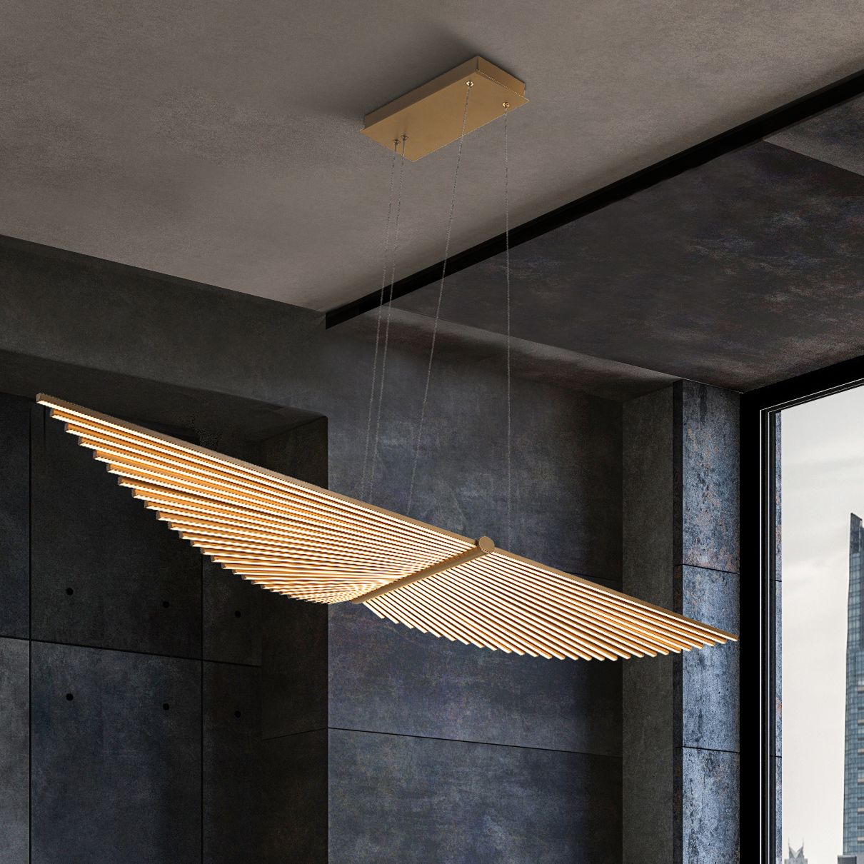 fase Seraph 1 Light Chandelier in Gold