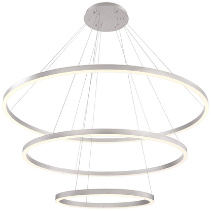 Eurofase Spunto 60 3/4" Wide Silver LED 3-Ring Pendant Light