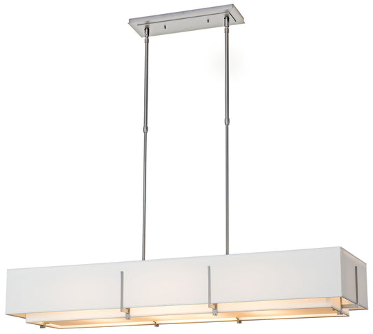 Exos 46.6" Rectangular Vintage Platinum Short Pendant with Anna Shades