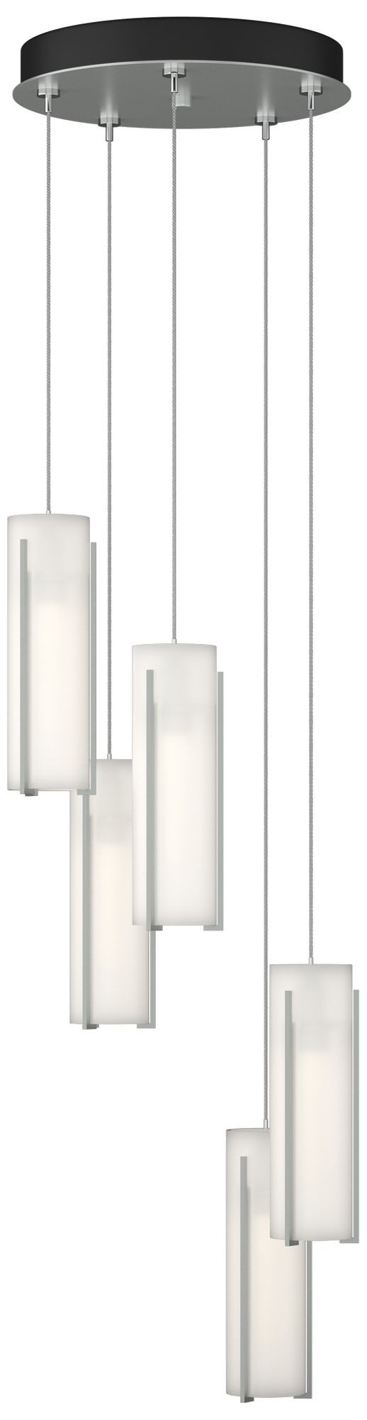 Exos Glass 13.5"W 5-Light Vintage Platinum Standard Pendant w/ Opal Sh