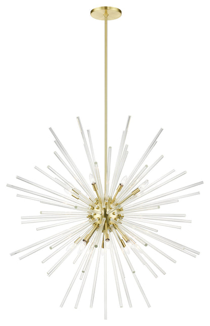 Satin Brass Sparkling, Mid Century Modern, Foyer Pendant ChandelierBy Livex Lighting Inc.