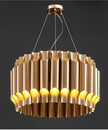 Sartene | Drum Brushed Gold Stainless Steel Chandelier, 31.5''By Miron Demid LLC