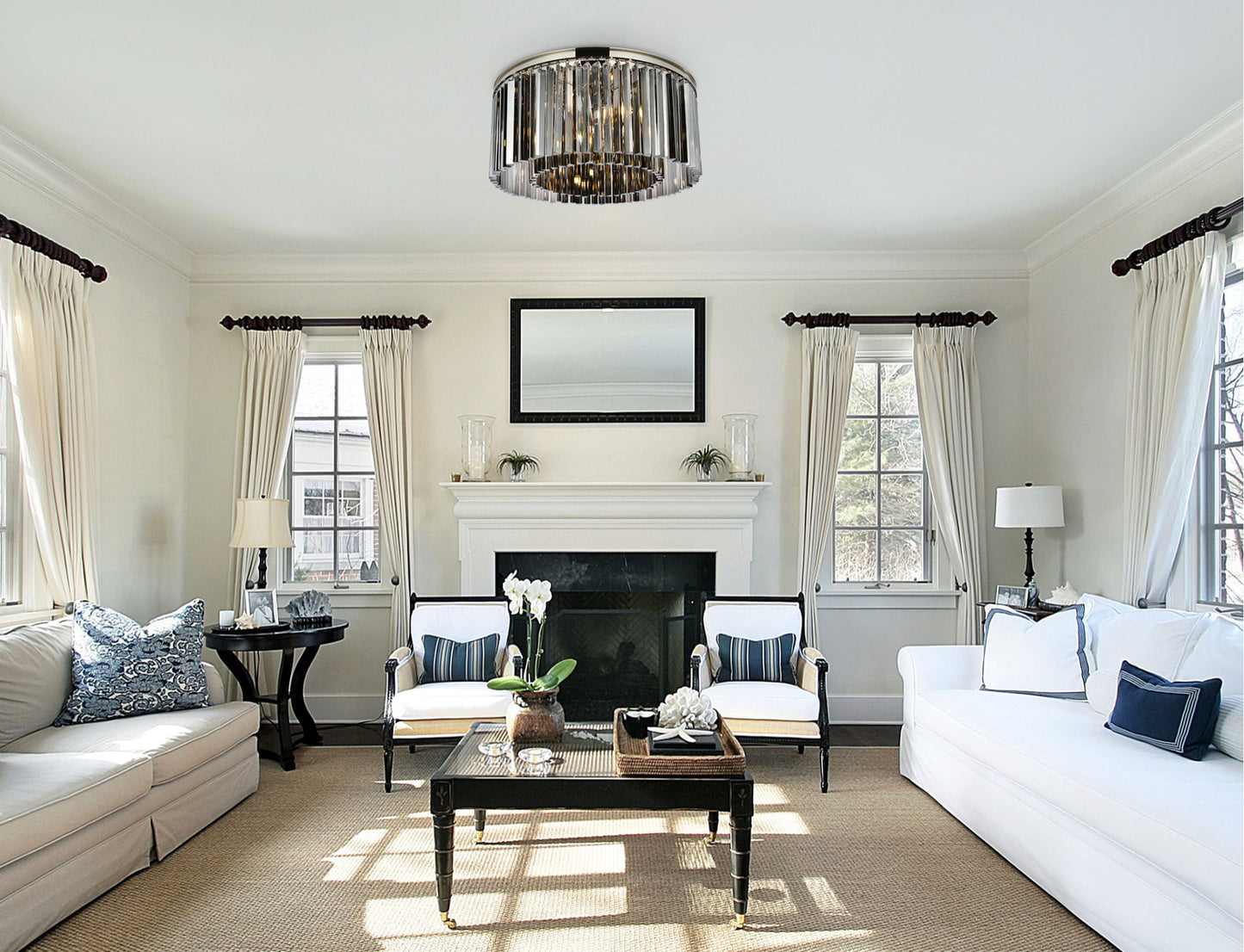 Elegant Lighting 1208F31-SS/RC Sydney 8 Light 32"W Flush Mount - Matte BlackBy Elegant Furniture & Lighting