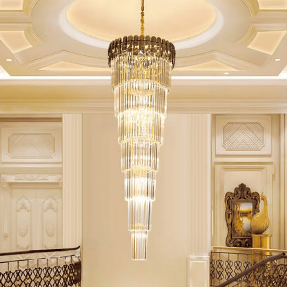 Belvedere | Royal Long Crystal Chandelier For Staircase, Smoke Grey Crystal, Dia31.5xh102.4" / Dia80xh260cm, Warm LightBy Miron Demid LLC