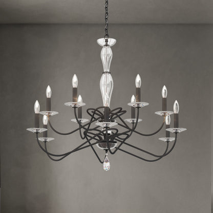 Arabesque 12 Light Chandelier, Black MatteBy Schonbek