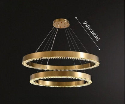 Morges | Gold Crystal Round Chandelier, 31.5*23.6"By Miron Demid LLC
