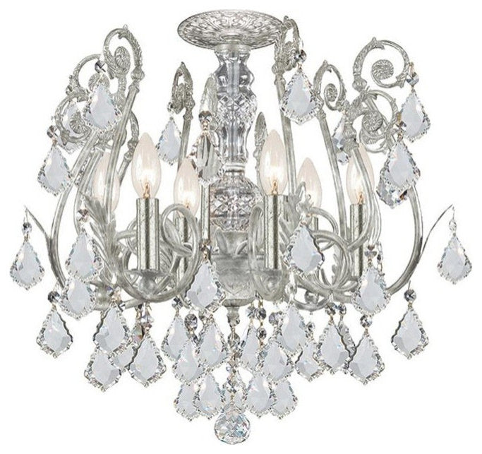 Regis 6 Light Clear Swarovski Strass Crystal Silver Semi-FlushBy Crystorama Lighting