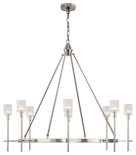 Salita Chandelier, Polished Nickel/Ribbed Crystal, 46"Dx41.25"HBy Kuzco Lighting LLC