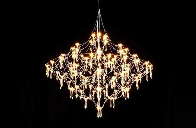 Cube Design Crystal LED Chandelier for Living Room, Bedroom, Gold, Dia39.4xh39.4", Warm Light, DimmableBy Miron Demid LLC