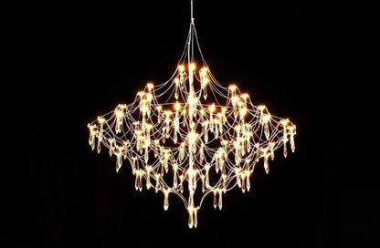 Cube Design Crystal LED Chandelier for Living Room, Bedroom, Gold, Dia39.4xh39.4", Warm Light, DimmableBy Miron Demid LLC