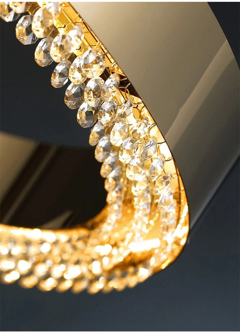 Morges | Gold Crystal Round Chandelier, 31.5*23.6"By Miron Demid LLC