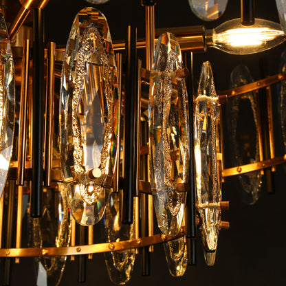 LNC Noctiflorous Gold Modern Tiered Crystal Lighting Fixture, 2-Tier ChandelierBy LNC