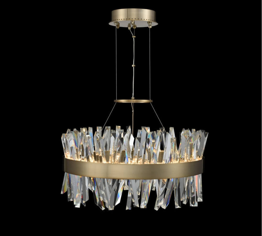 Allegri Glacier LED Chandelier, Brushed Champagne Gold, 25.00By Allegri Crystal by Kalco Lighting