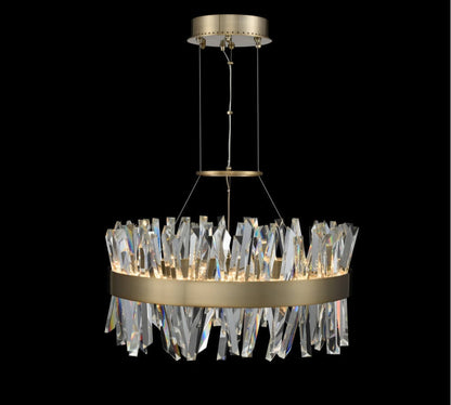 Allegri Glacier LED Chandelier, Brushed Champagne Gold, 25.00By Allegri Crystal by Kalco Lighting