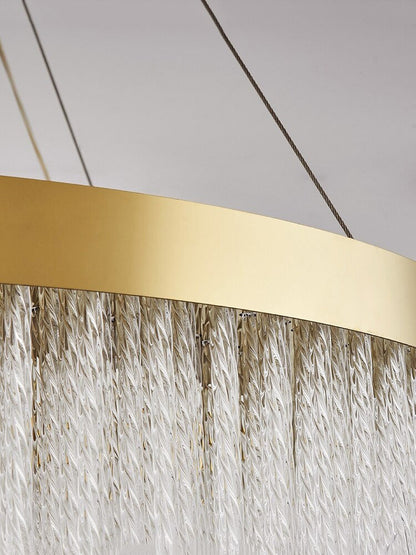 Zapponeta | Round/Oval Crystal Gold Chandelier for Bedroom, Dia31.5"By Miron Demid LLC