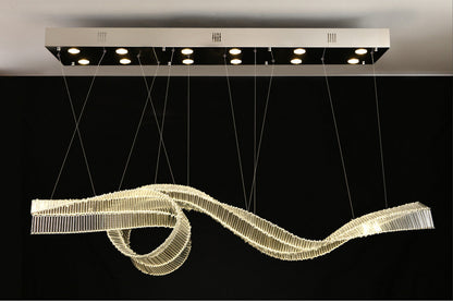 Alassio | Creative LED Chandelier in the Shape of Ribbon, Silver, L59.1" / L150.0cm, Warm Light, Non-DimmableBy Miron Demid LLC
