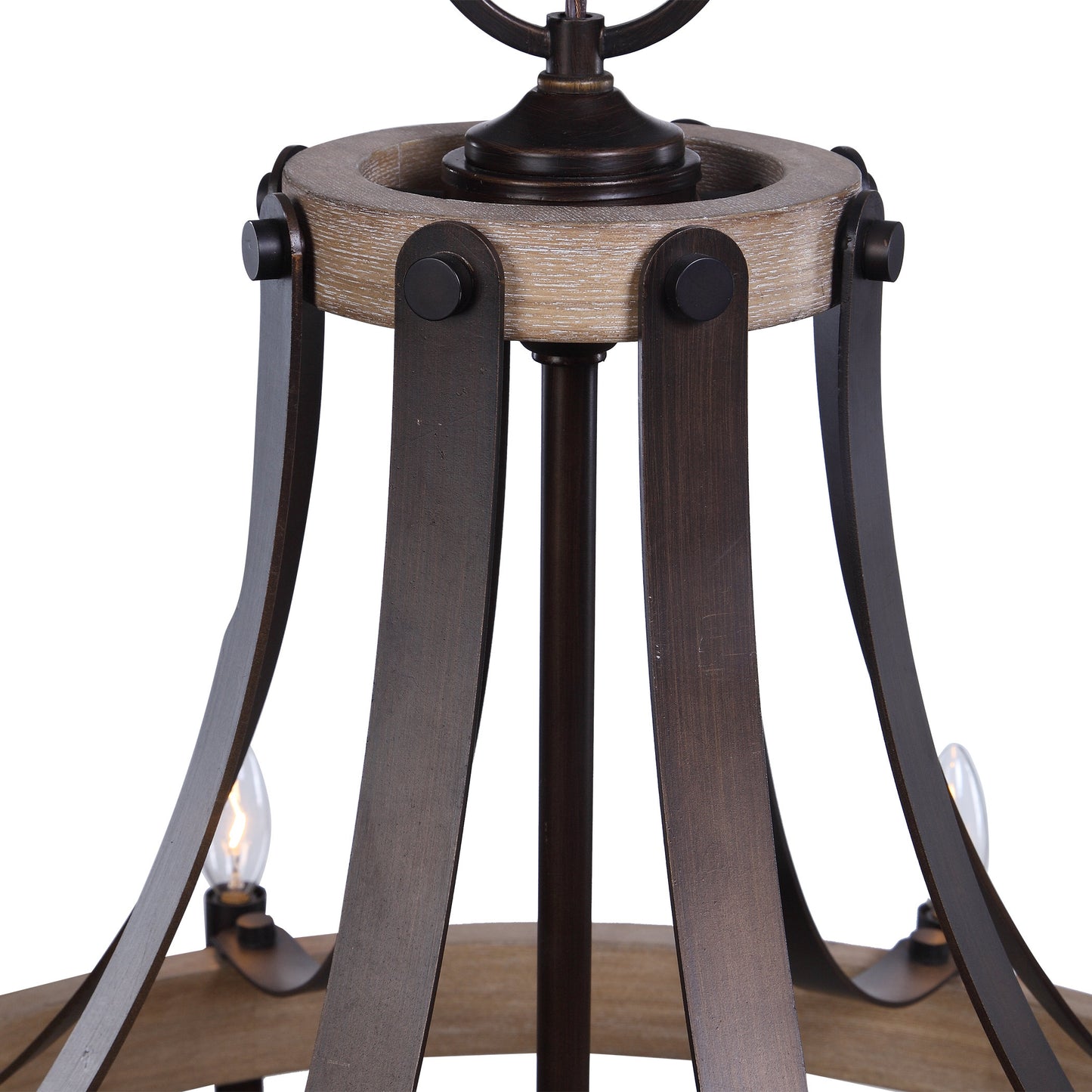 Large French Empire Style 8 Light Chandelier, Oak Wood Bronze Basket ShapeBy My Swanky Home