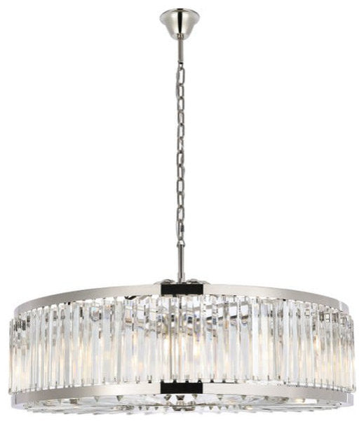 Elegant Lighting 1203G43/RC Chelsea 10 Light 44"W Crystal Drum - Matte BlackBy Elegant Furniture & Lighting