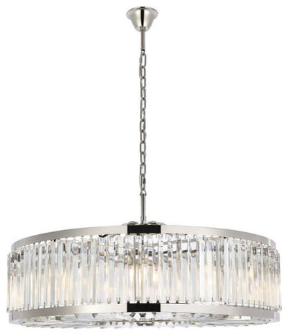 Elegant Lighting 1203G43/RC Chelsea 10 Light 44"W Crystal Drum - Matte BlackBy Elegant Furniture & Lighting