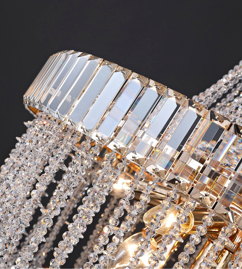 Modern loft crystal chandelier for living room, staircase, foyer., 33.5''By Miron Demid LLC