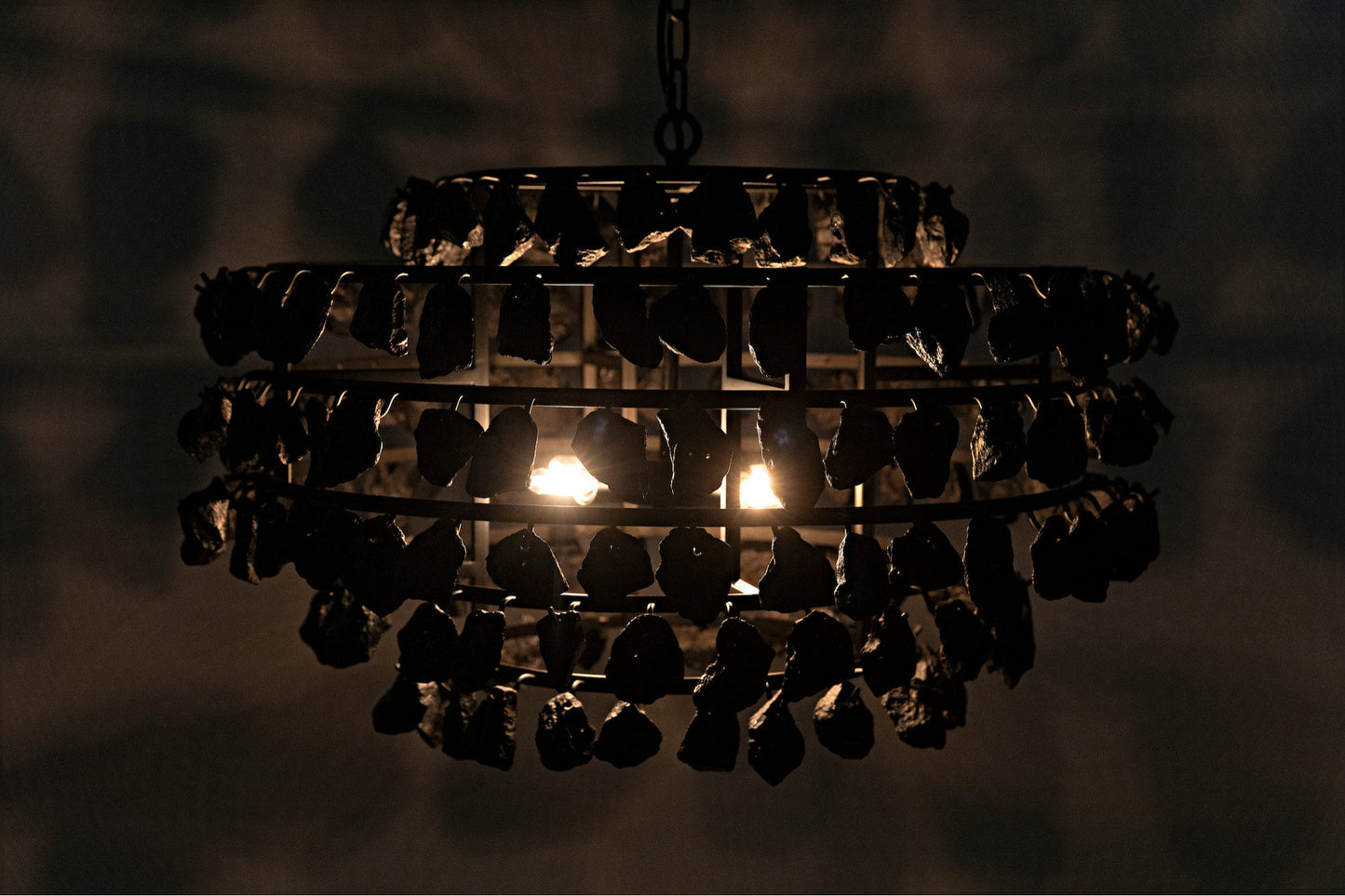 Vulcan Chandelier, Black Steel With Black GlassBy Noir