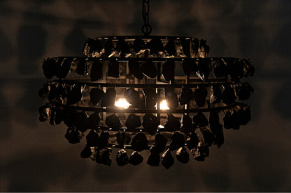 Vulcan Chandelier, Black Steel With Black GlassBy Noir
