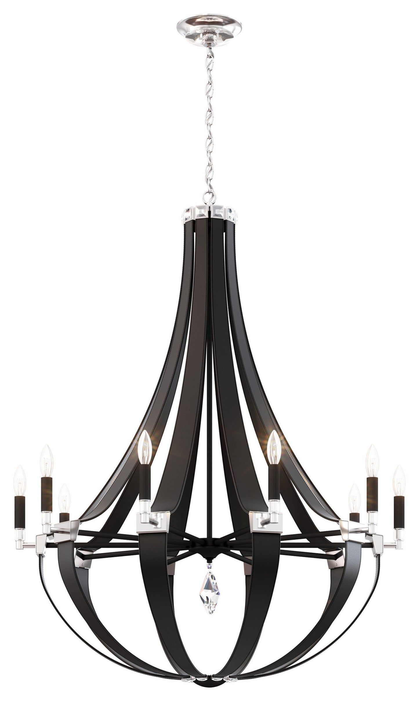 Crystal Empire Rustic 10 Light Chandelier, Grizzly Black LeatherBy Schonbek