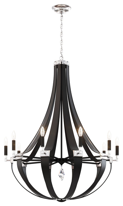 Crystal Empire Rustic 10 Light Chandelier, Grizzly Black LeatherBy Schonbek