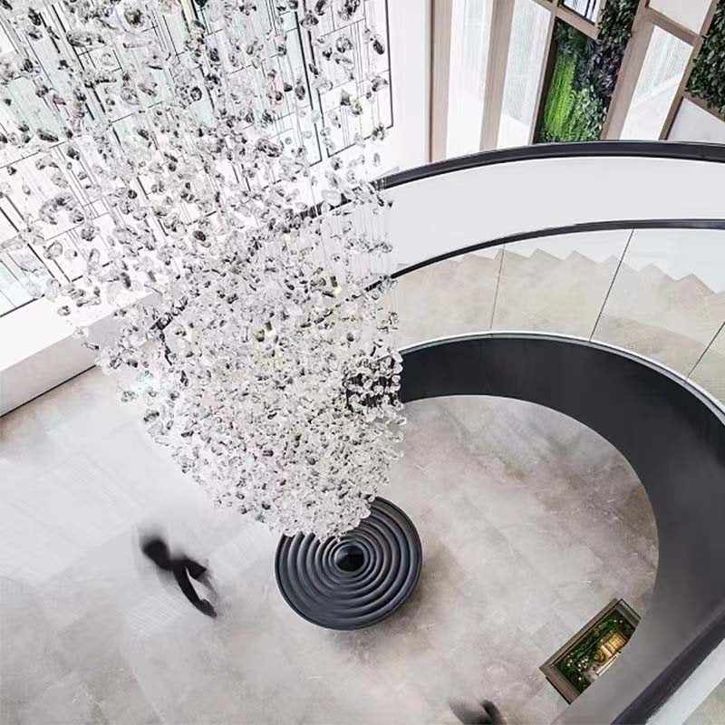 Le Port | Floating Luxury Crystal Chandelier With Decorative Stones, Clear, Dia39.4xh118.1", Warm LightBy Miron Demid LLC
