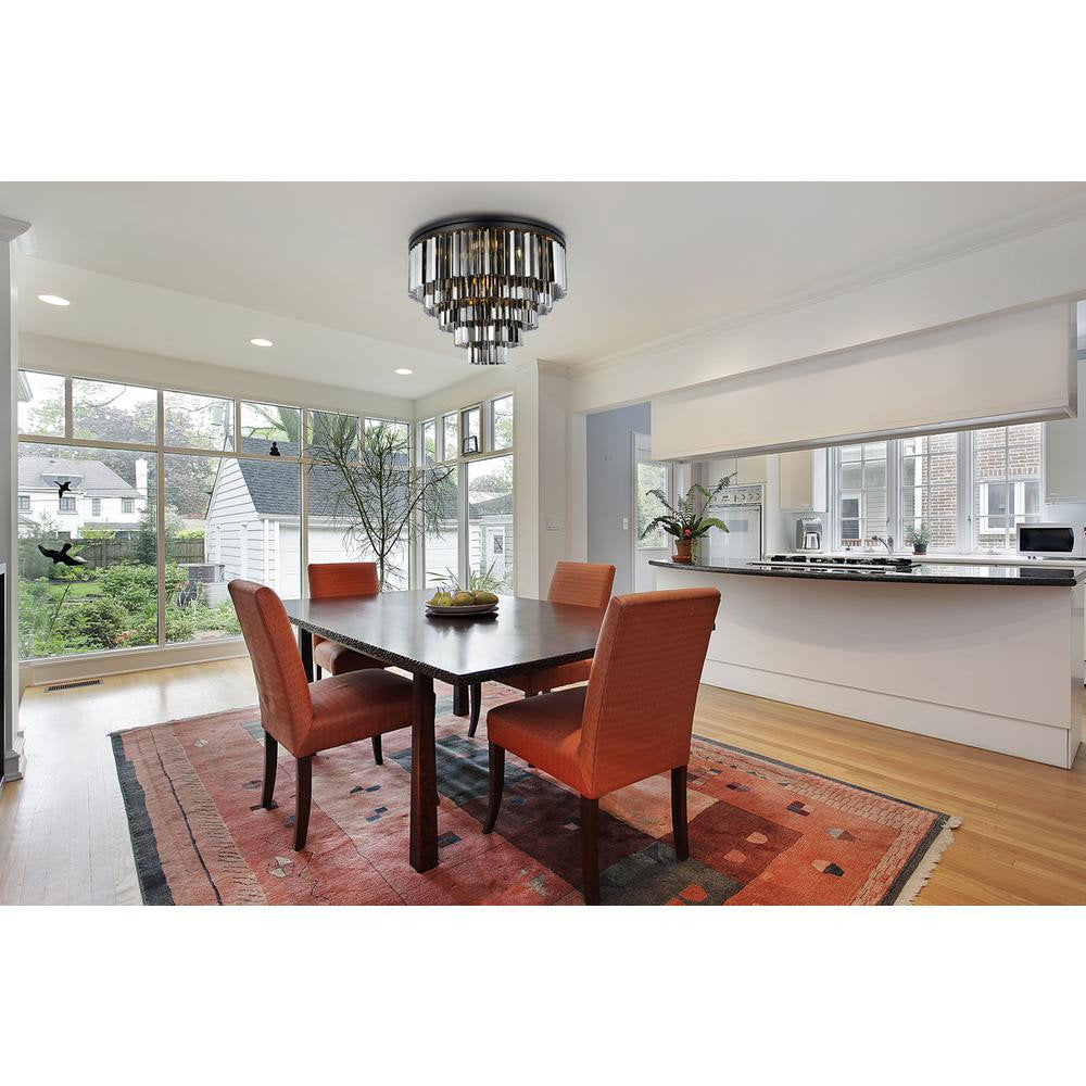 Sydney 17 Light Matte Black Flush Mount Silver Shade (Grey) Royal Cut CrystalBy Urban Classic