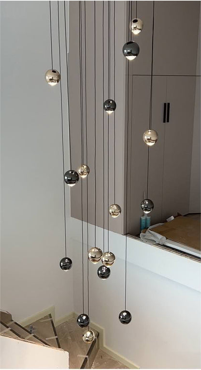MIRODEMI? Laigueglia | Crystal LED Chandelier with Hanging Balls, Black + Gold, 24 Lights, Cool Light, DimmableBy Miron Demid LLC
