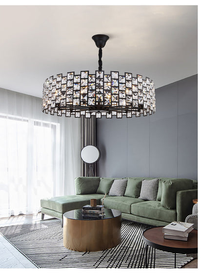 Black crystal lamp for modern living room, bedroom, kitchen., 31.5''By Miron Demid LLC