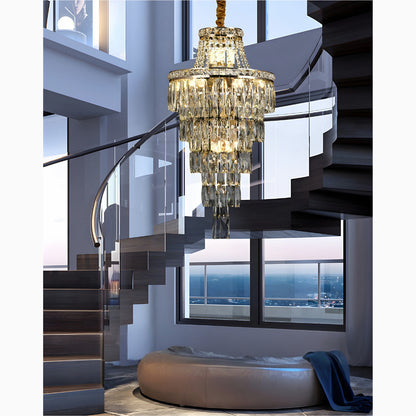 La Croix-sur-Roudoule | Duplex Spiral Crystal Stairway Chandelier, Dia15.8"By Miron Demid LLC
