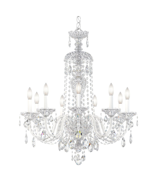 Sterlg 9 Light Chandelier Silver Clear Crystals From SwarovskiBy Schonbek
