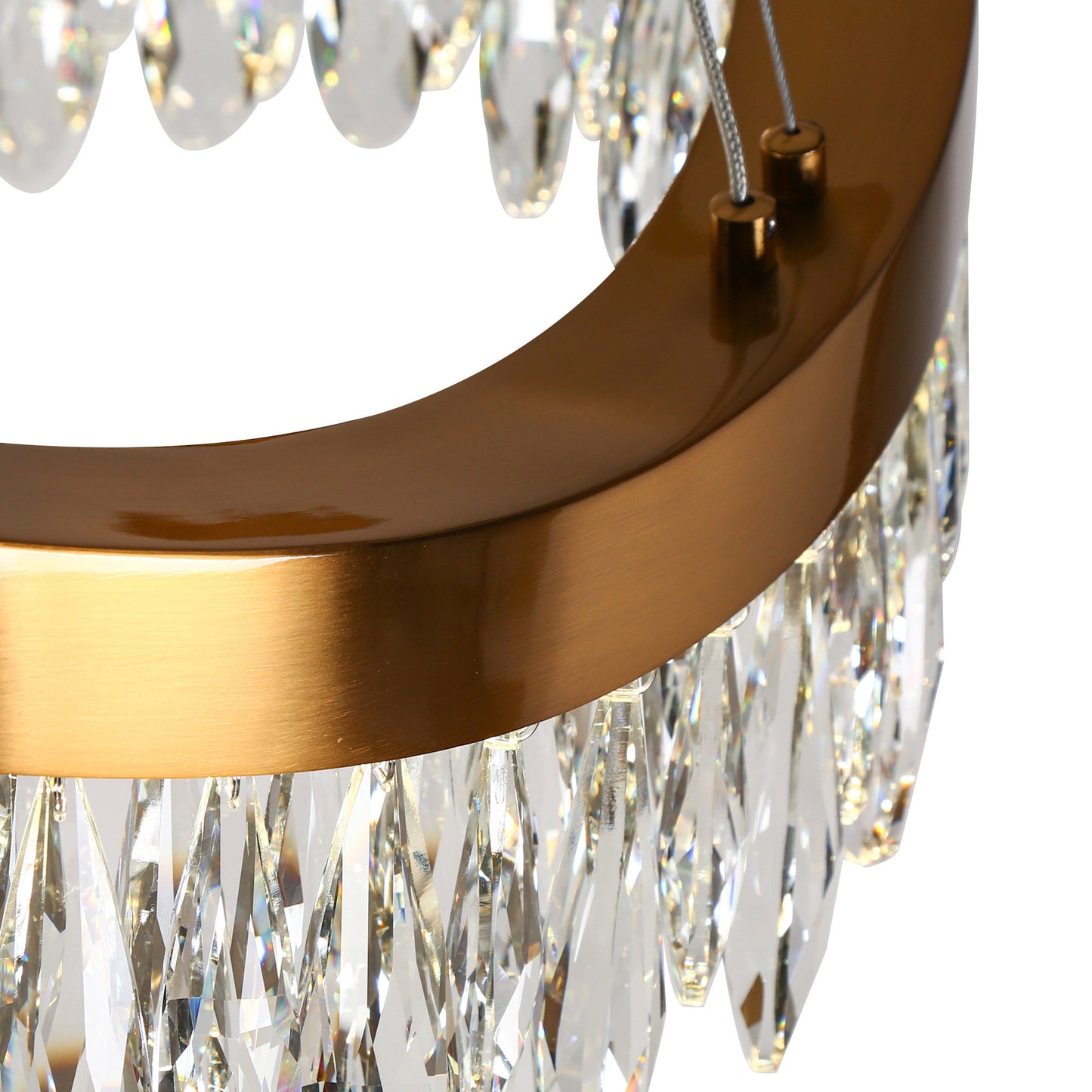 LNC Broderick 1-Light 25.6" Modern Empire Crystal LED Chandelier, BrassBy LNC