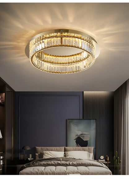 Adrara | Stunning Gold Led Crystal Ceiling Chandelier, 31.5''By Miron Demid LLC