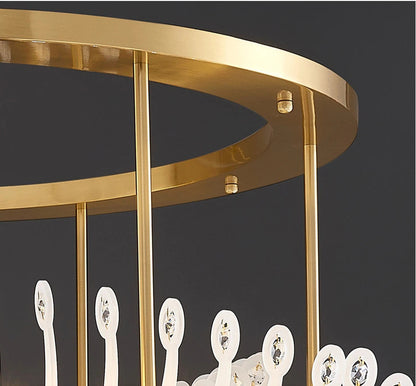 Gold/white crystal ceiling chandelier for living room bedroom dining room 39.4"By Miron Demid LLC