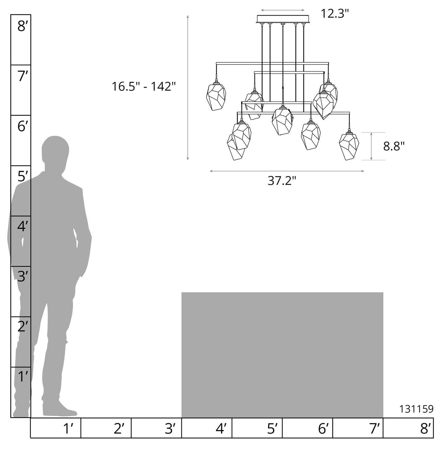 Chrysalis 10-Small Crystal Mobile Pendant, Black/Black Crystal, StandardBy Hubbardton Forge