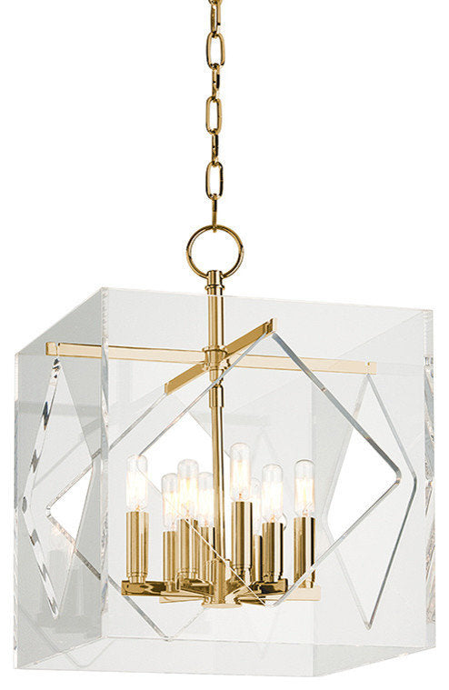 Travis, 16" Pendant, Aged Brass Finish, Clear AcrylicBy Hudson Valley Lighting