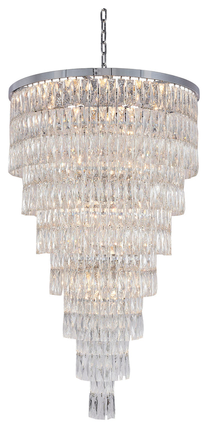 32" Chrome Metal 7-Tier Chandelier With Clear CrystalsBy Design Living