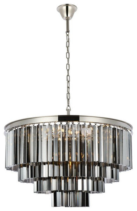 Elegant Lighting 1201D32-SS/RC Sydney 17 Light 32"W Crystal - Polished NickelBy Elegant Furniture & Lighting