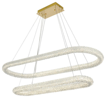 Elegant Lighting 3800G50L2 Bowen 51"W LED Crystal Ring Chandelier - Satin GoldBy Elegant Furniture & Lighting