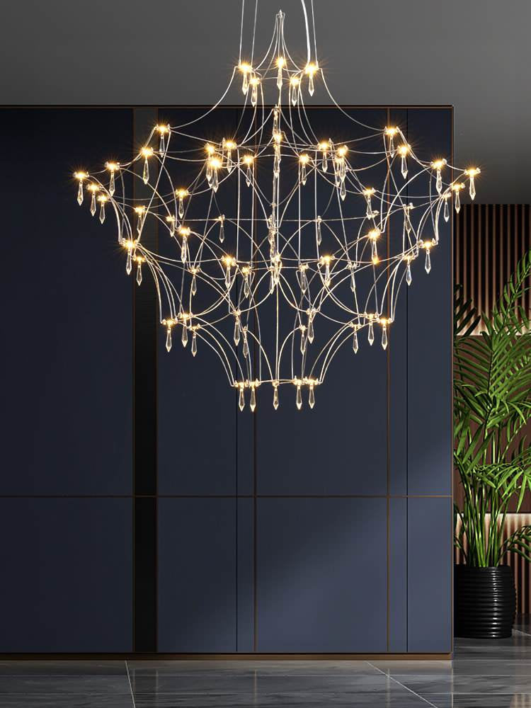 Cube Design Crystal LED Chandelier for Living Room, Bedroom, Gold, Dia39.4xh39.4", Warm Light, DimmableBy Miron Demid LLC