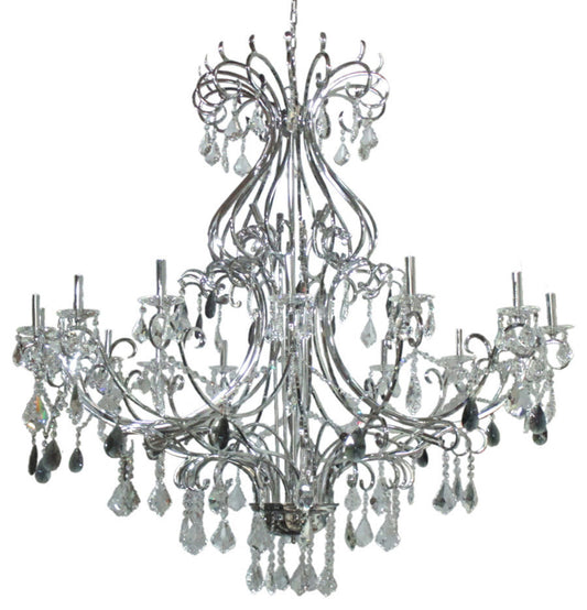28-Light Chandelier, Chrome/Crystal, 61"x59"By Carriage Park