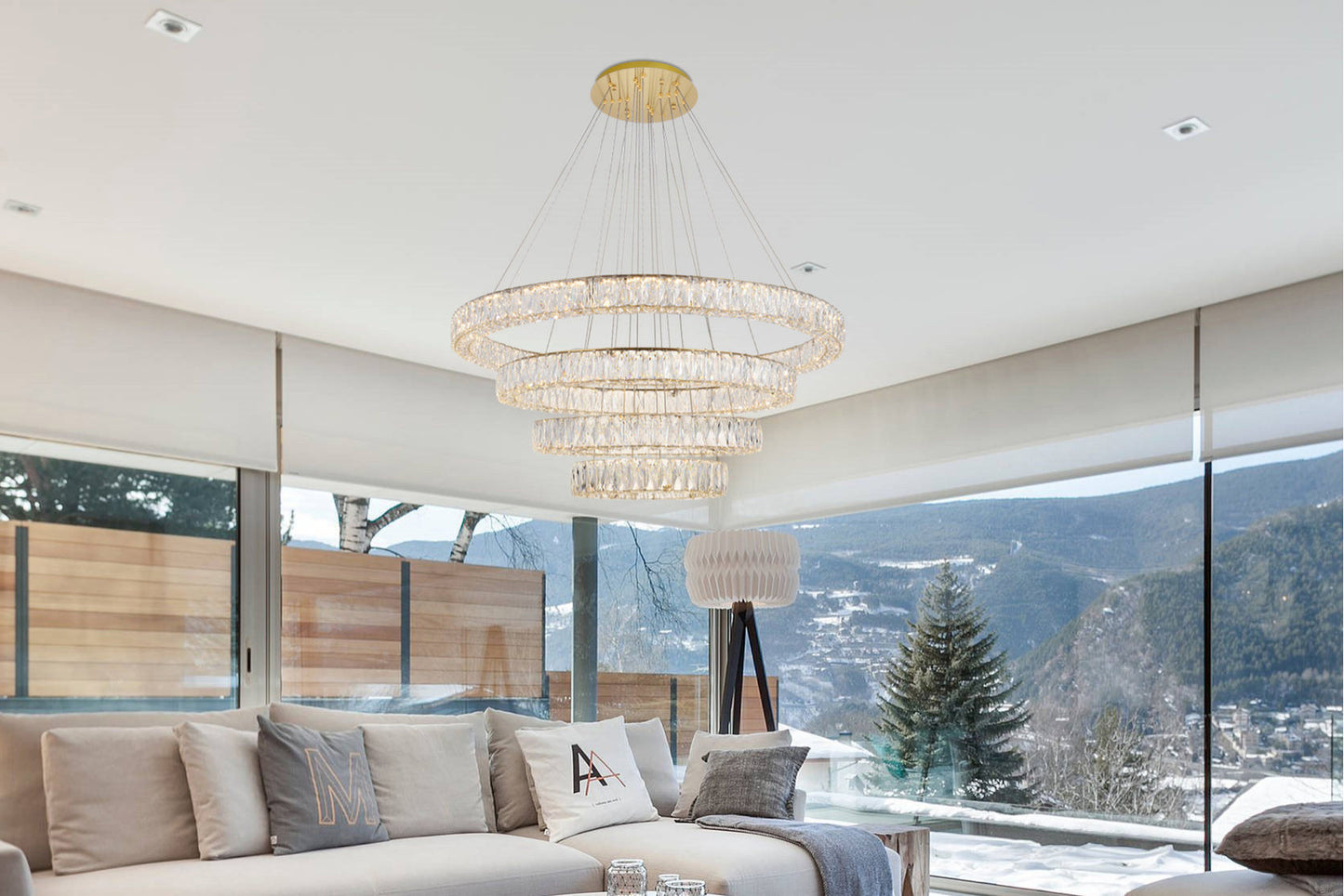 Elegant Lighting 3503G41 Monroe 4 Light 42"W LED Crystal Ring - GoldBy Elegant Furniture & Lighting