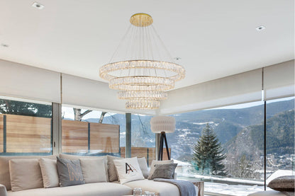 Elegant Lighting 3503G41 Monroe 4 Light 42"W LED Crystal Ring - GoldBy Elegant Furniture & Lighting