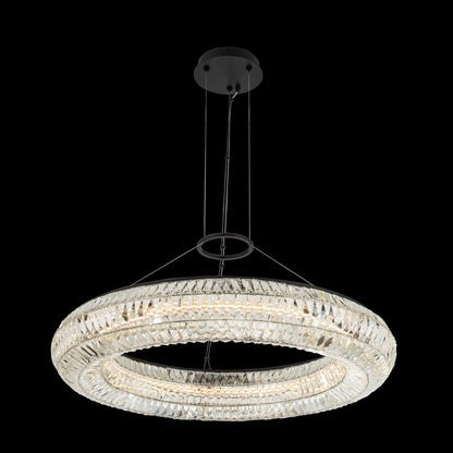 Tamburo 34x6" 1-Light Contemporary Large Pendants, Matte Black/Polished ChromeBy Allegri Crystal by Kalco Lighting